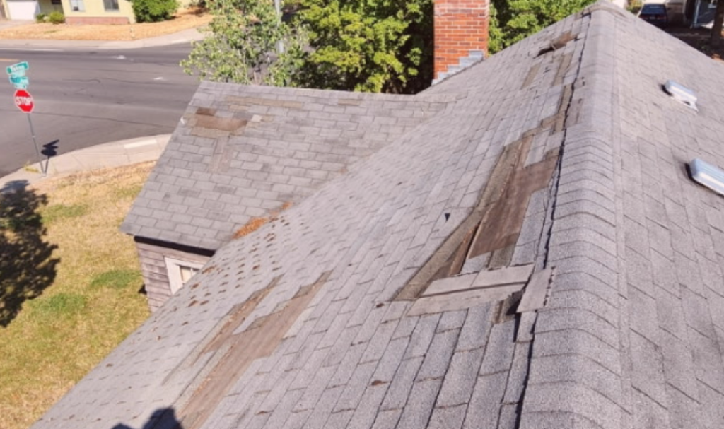 wind damage on a roof in spokane