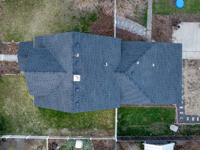Top view of full roof replacement by roofer in spokane
